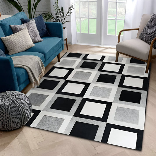 Unique Tricolor Modern Cow Skin Carpet, Natural Cowhide Area Rug