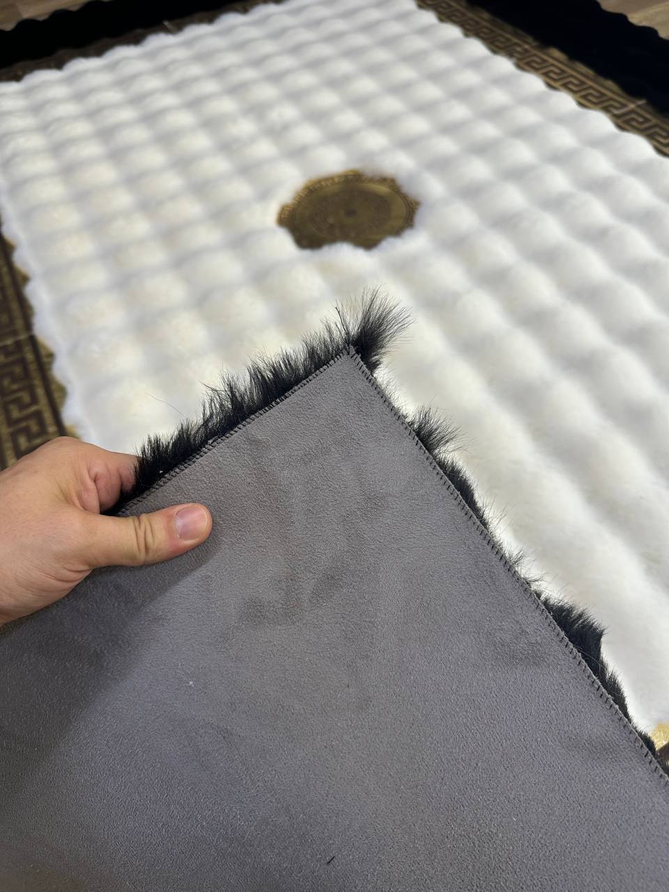 Handmade Black and White Plush Area Rug | Soft Fluffy Shag Carpet