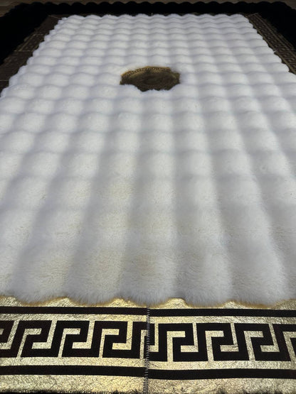 Handmade Black and White Plush Area Rug | Soft Fluffy Shag Carpet