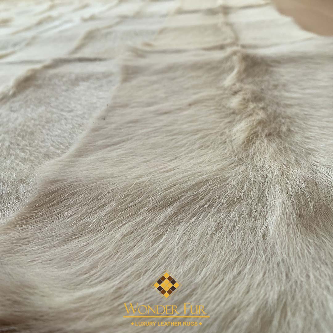 White Goat Leather Carpets for Kitchen, Natural Handmade Rug