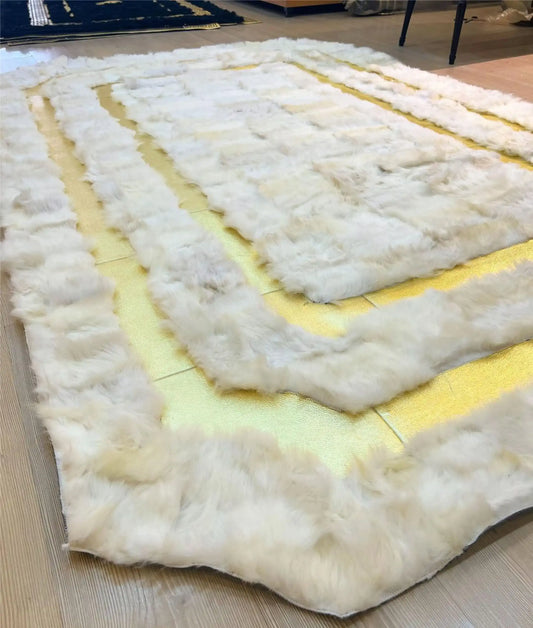 White Long Fur Sheepskin Rug 100% Natural Wool Rug