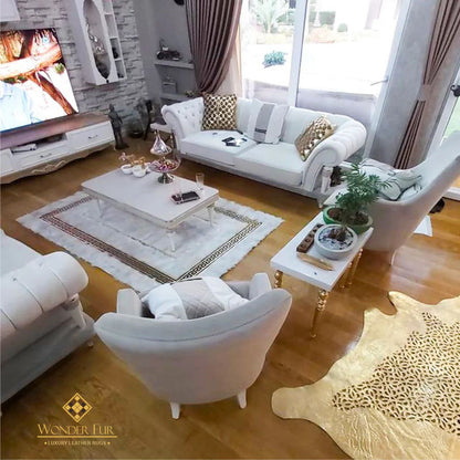 Handmade White Gold  Sheepskin Rug for Living Room