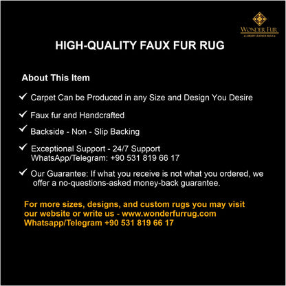 Luxury ultra Soft Gold Faux Fur Area Rug, Handmade Elegant Plush Rug