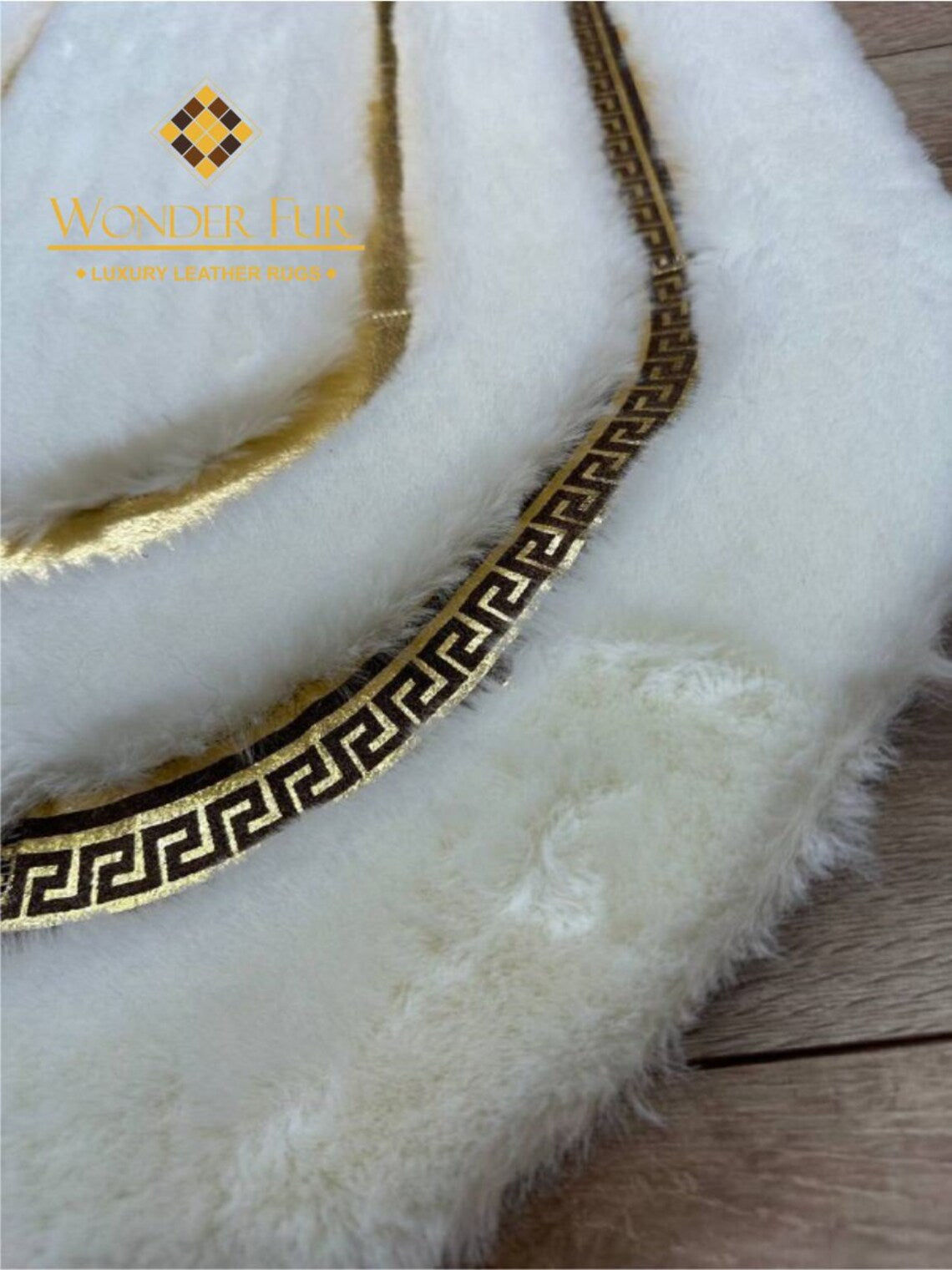 Luxury Modern Extra Soft White And Gold Faux Fur Oval Home Decor Rug