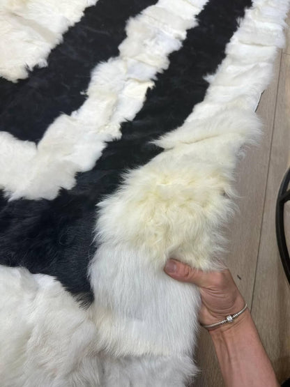 Natural Sheepskin Rug,Modern Handmade Black & White Living Room Accent