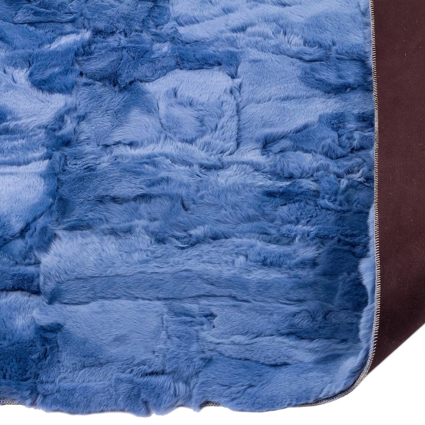 Genuine Light Blue Rabbit Fur Rug – Handmade Luxury Accent