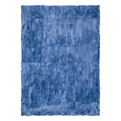 Genuine Light Blue Rabbit Fur Rug – Handmade Luxury Accent