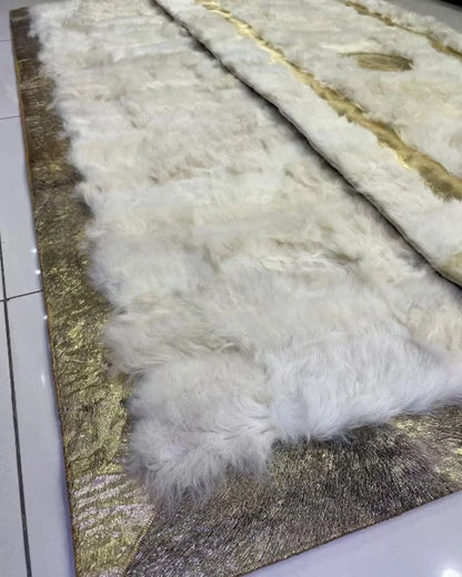 Cream Handmade 100% Genuine Sheepskin Runner Rug for Hallway, Non Slip Rug