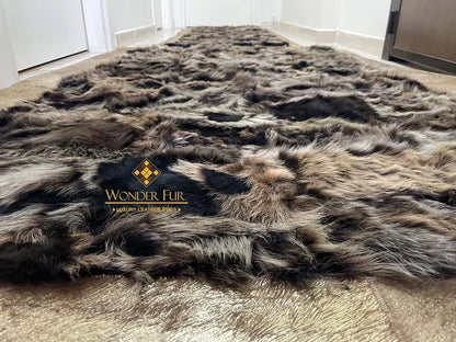 Gold Brown Shaggy Natural Sheepskin Runner Rug, Handmade Corridor Rug