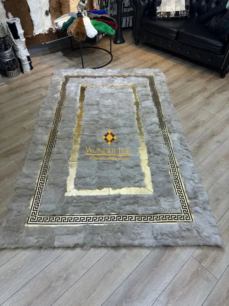 Ultra Soft Beige Real Sheepskin Area 10x8 Rug, Handmade Sheep Leather Carpet