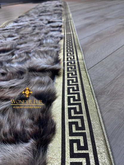 Luxury Brown Real Fur Hallway Ruy, Handmade Soft Sheepskin Runner Rug