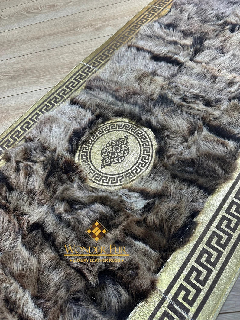 Luxury Brown Real Fur Hallway Ruy, Handmade Soft Sheepskin Runner Rug