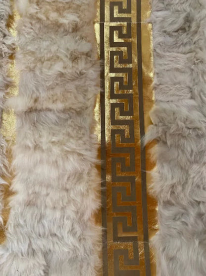 Beige Gold Natural Sheepskin Area Rug, Ultra Soft Fluffy Handmade Elegance