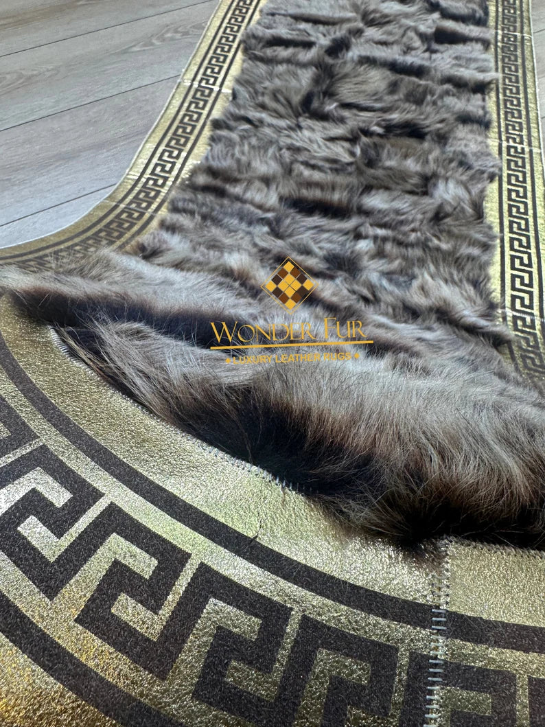 Luxury Brown Real Fur Hallway Ruy, Handmade Soft Sheepskin Runner Rug