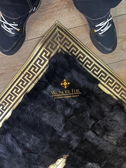 Unique Design Black White Natural Sheepskin Runner Rug, Handmade Hallway Rug