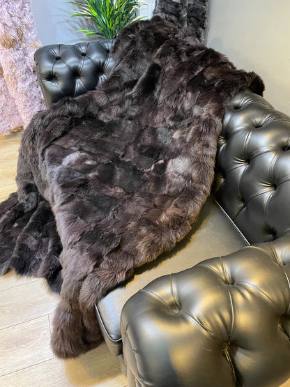 Sheepskin Fur Throw Shaggy Sheepskin Blanket, Natural Handmade Sofa fur Throw