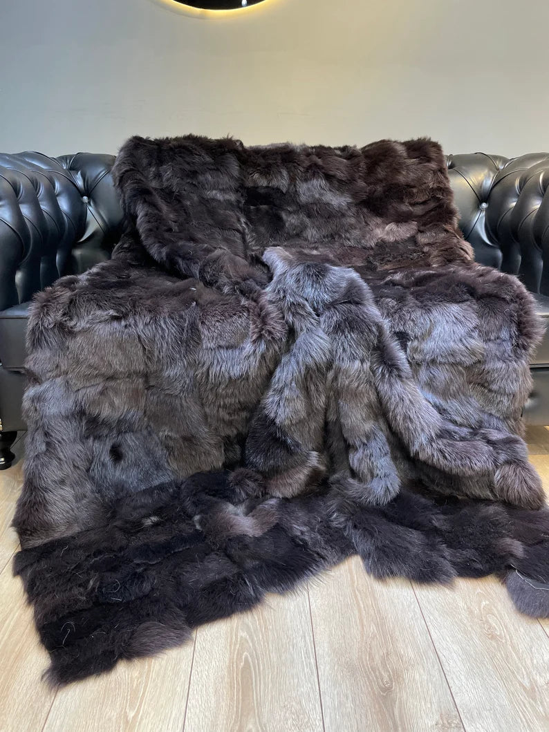 Sheepskin Fur Throw Shaggy Sheepskin Blanket, Natural Handmade Sofa fur Throw