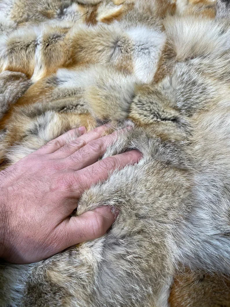 Luxury Genuine Fox Fur Blanket, All Handmade Shaggy Fluffy King Size Throw Blanket