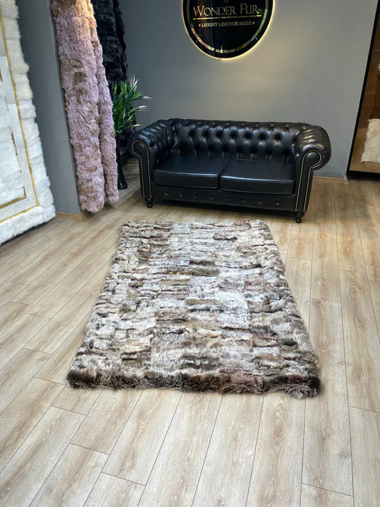  Luxurious Brown Shaggy Sheepskin Area Rug - Non-Slip Floor Fur