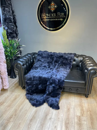 Luxury Real Fur Blanket, Handmade Natural Sheepskin Throw for Bedroom