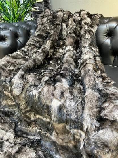 Luxury Sheepskin Natural Fur Blanket, Handmade Cozy Sofa Fur Blanket