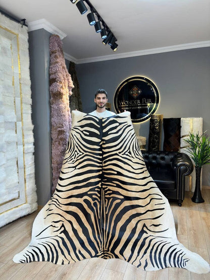 Genuine Zebra Pattern Calfskin Decor Rug, High Quality Modern Rug