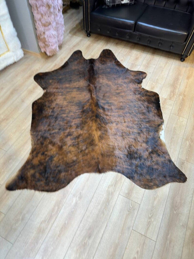 Brown Genuine Leather Cowskin Decorative Rug, Calf Hide Gift Idea