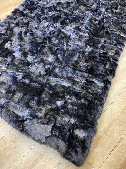 Black Sheepskin Area Rug, Shaggy Fluffy Extra Soft Modern Carpet