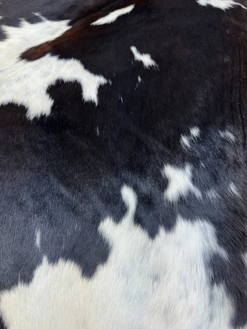 Black White Natural Cow Skin Decor Rug, Cow Hide Genuine Leather Rug