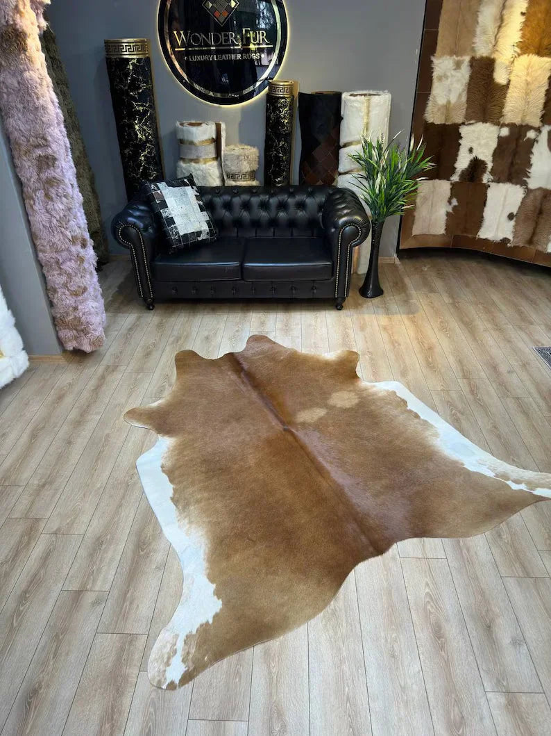 Brown 100% Genuine Cow Hide Living Room Decor Rug, ClafSkin Are Rug