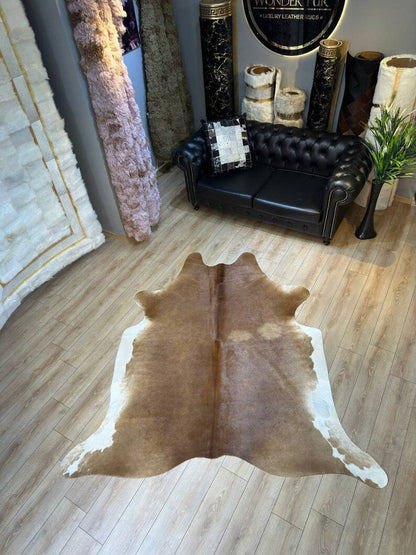 Brown 100% Genuine Cow Hide Living Room Decor Rug, ClafSkin Are Rug