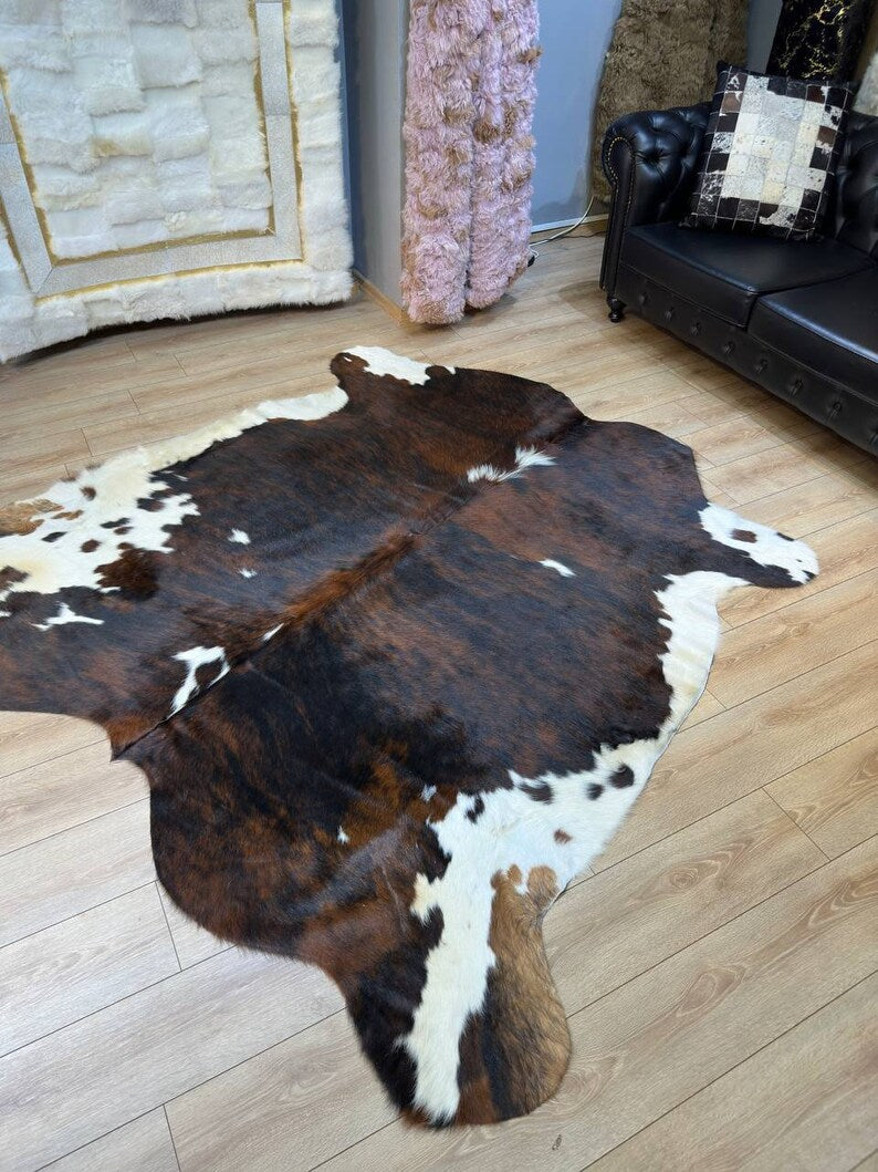 Natural Speckled Calfskin Decor Rug, Real Cow Hide Modern Carpet