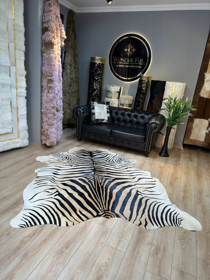 Genuine Zebra Pattern Calfskin Decor Rug, High Quality Modern Rug