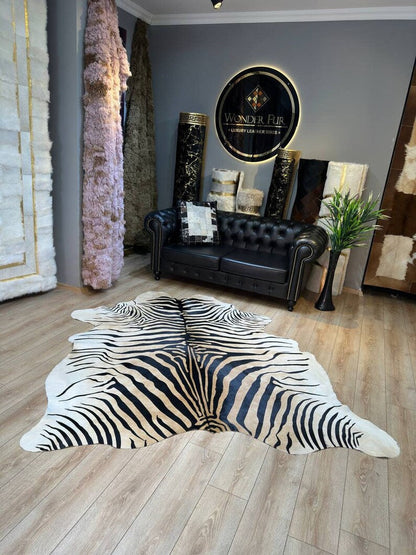 Genuine Zebra Pattern Calfskin Decor Rug, High Quality Modern Rug
