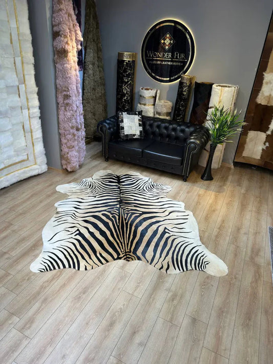 Genuine Zebra Pattern Calfskin Decor Rug, High Quality Modern Rug