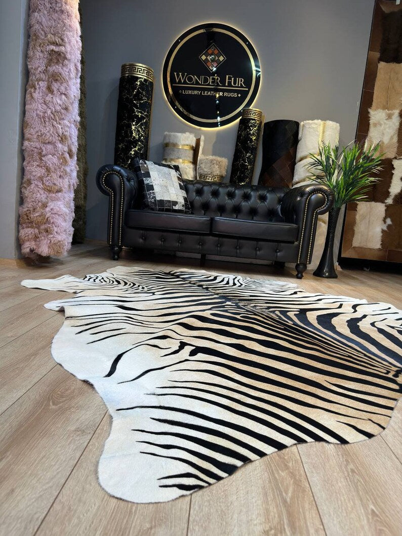 Genuine Zebra Pattern Calfskin Decor Rug, High Quality Modern Rug