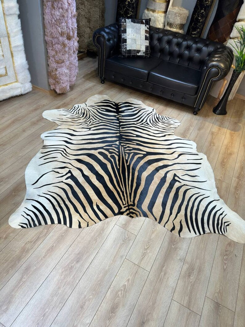 Genuine Zebra Pattern Calfskin Decor Rug, High Quality Modern Rug
