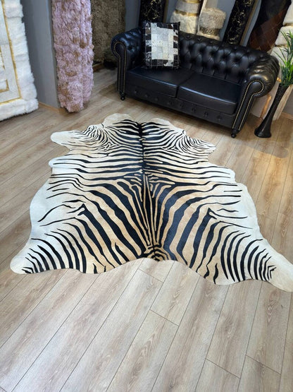 Genuine Zebra Pattern Calfskin Decor Rug, High Quality Modern Rug