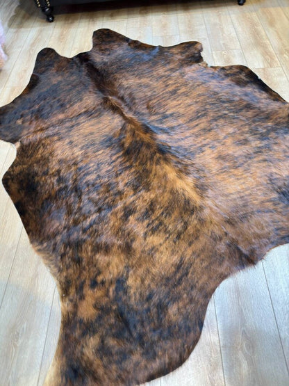 Brown Genuine Leather Cowskin Decorative Rug, Calf Hide Gift Idea