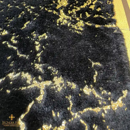 Fluffy Plush Shaggy Rug, Black Gold Soft Faux Fur Area Rug