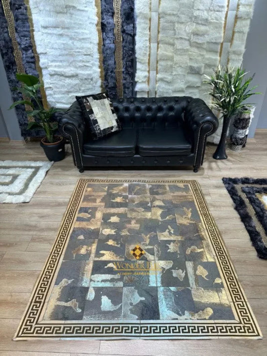 Natural Sheep Leather Area Rug, Unique Hair on Hide Handmade Rug