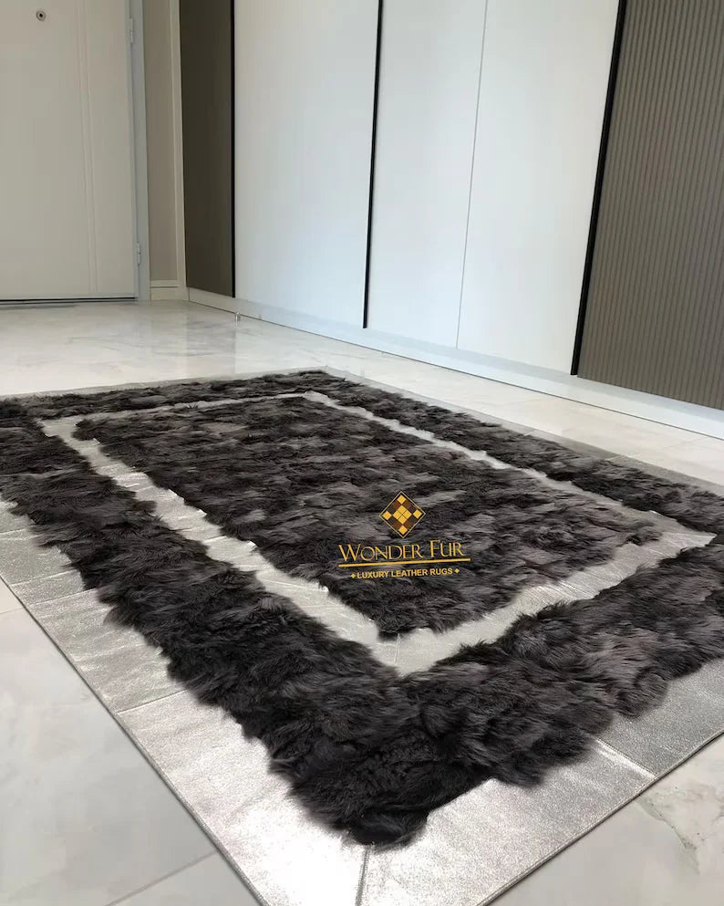 High Quality Shaggy Natural Sheepskin Area Rug, Handamde Soft Area Rug