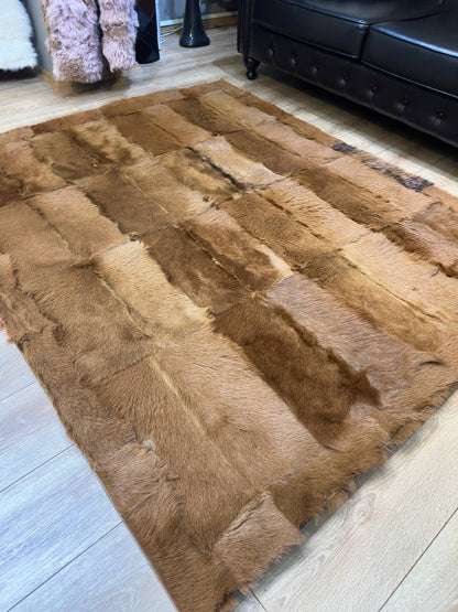 Brown Goatskin Carpets for Living Room, Natural Handmade Rug