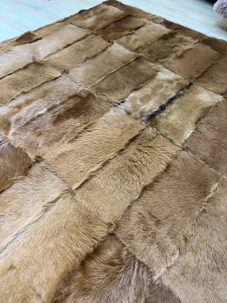 Brown Goatskin Carpets for Living Room, Natural Handmade Rug