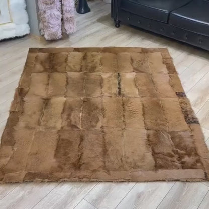 Handmade Genuine Natural Goatskin Patchwork Area Rug