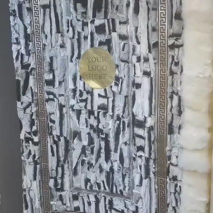 Luxury Handmade Gray Rabbit Fur Rug with Elegant Border Design