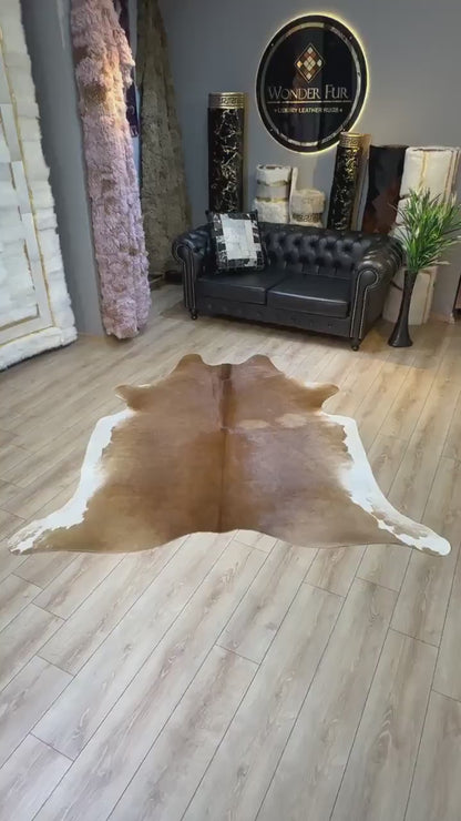 Brown 100% Genuine Cow Hide Living Room Decor Rug, ClafSkin Are Rug