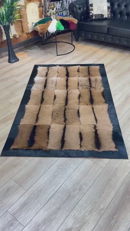 100% Natural Handmade Brown And Black Soft Goatskin Fluffy Area Carpet