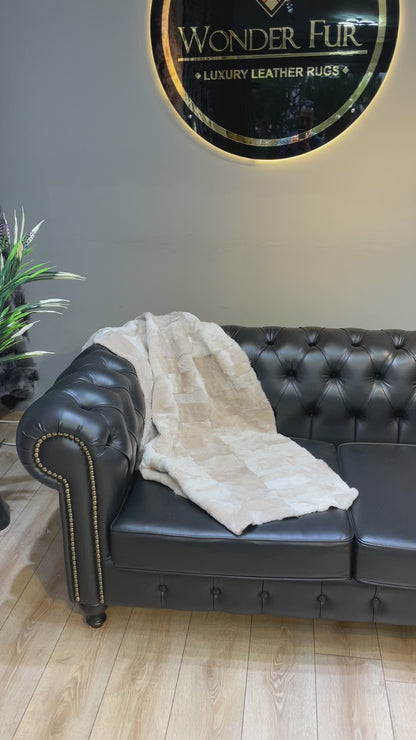 Shaggy Real Fur Sheepskin Blanket, Genuine Leather Soft Bedspread