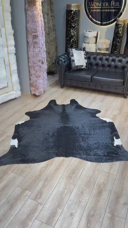 Unique Natural Black Cowskin Decor Rug, Speckled Cow hide carpet